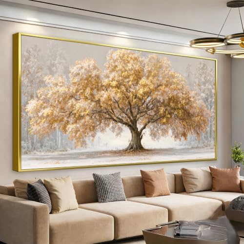 Gold Frame Tree Of Life Wall Art 29"x59" large Wall Art by HXSRQFAART