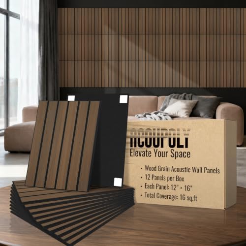 Wood Grain Acoustic Panels, 3D Grooved Sound Absorbing Wall Panels, by Unknown