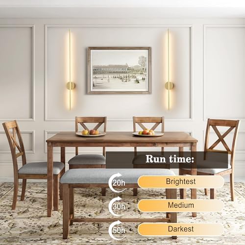 KARTOOSH Battery Operated Modern Wall Sconce Set of Two, 39.3 Inch Gold - Image 4
