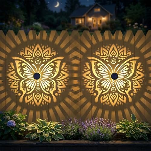 2 Pack Solar Fence Lights Metal Solar Powered Outdoor Wall Deck Step Lights by gardencave