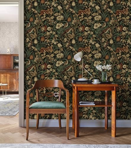 Erfoni Retro Floral and Bird Contact Paper Vintage Peel and Stick Wallpaper - Image 4
