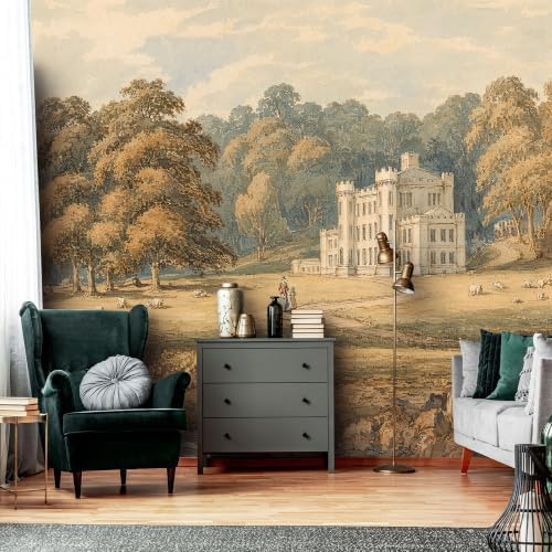Watercolor Pastoral Landscape Painting self-Adhesive Mural, Peaceful Riverside - Image 2