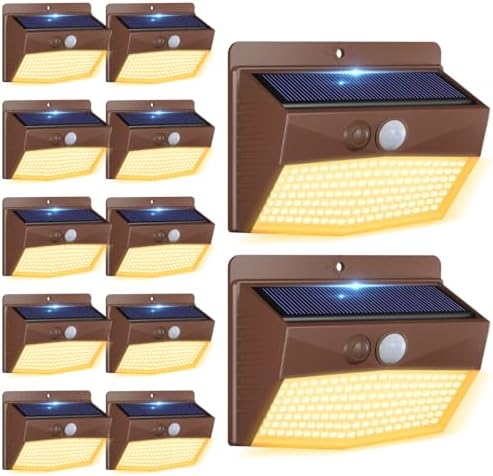 Peasur 12 Pack Solar Motion Sensor Lights Outdoor Waterproof by Peasur