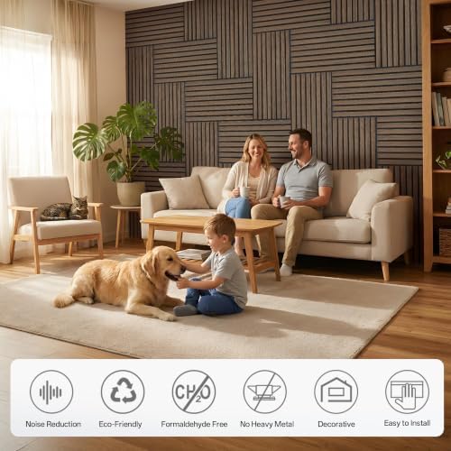 PIWA Acoustic Wood Slat Wall Panels, 10 Pack 23.6"x11.8" Dark Walnut - Image 6