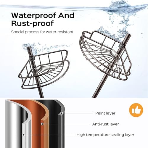 HAMITOR Corner Bathroom Organizer, 4-Tier Tension Pole Shower Caddy - Image 2