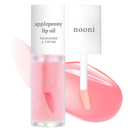 NOONI Korean Lip Oil - Applepeony | Long-Lasting, Moisturizing, Plumping, Revitalizing for Dry Lips, Waterproof, No Peel Off, Hydrating, Nourishing Crystal Clear, 0.12 FL Oz