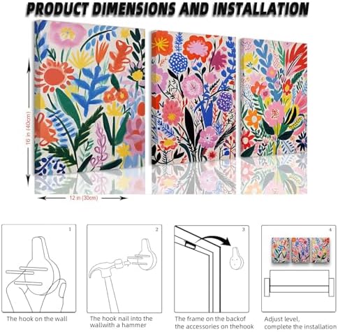 TBKHUDBI Henri Matisse Wall Art Colorful Floral Painting Canvas Prints Set of 3 - Image 6