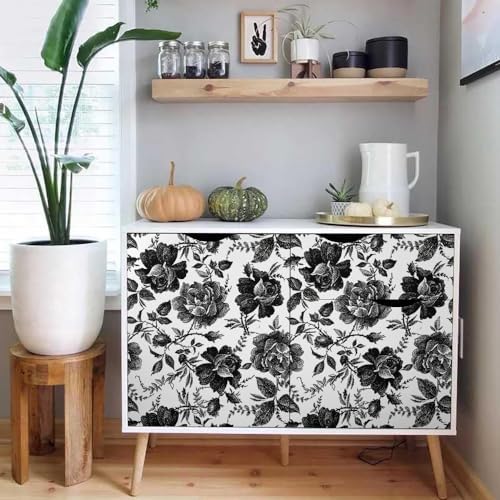 Black and White Peony Floral Rose Vintage Flowers Modern Peel and Stick - Image 5