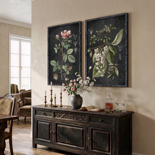 Large Framed Vintage Floral Botanical Wall Art - Image 4