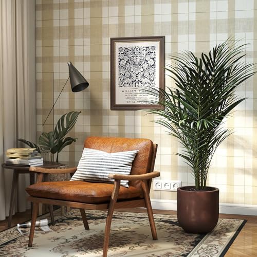 Timeet Modern Peel and Stick Wallpaper Plaid Wallpaper Brown Beige Boho Contact - Image 6