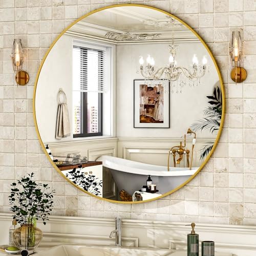 HARRITPURE Round Mirror 36 Gold Wall Mounted Circle Mirrors - Image 2