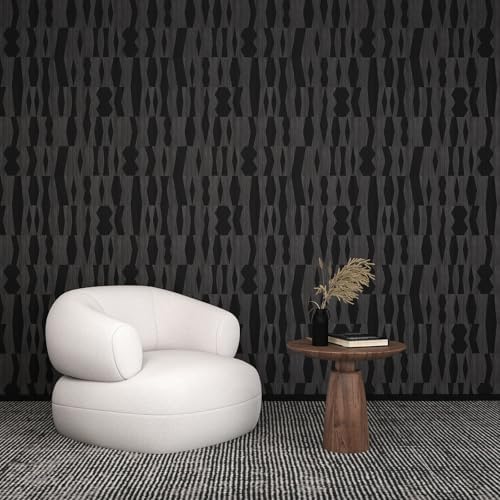 Modern Geometric Peel and Stick Wallpaper – Black and Dark Grey Textured - Image 7