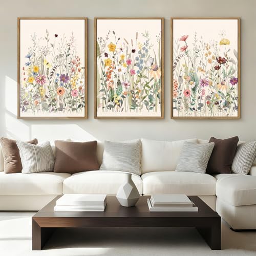 BINCUE Wildflower Wall Art Large Floral Wall Painting Neutral Print Pictures - Image 5