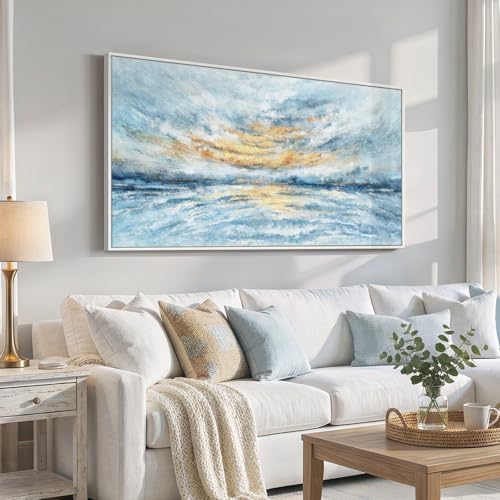 Large Framed Coastal Abstract Wall Art - Image 2