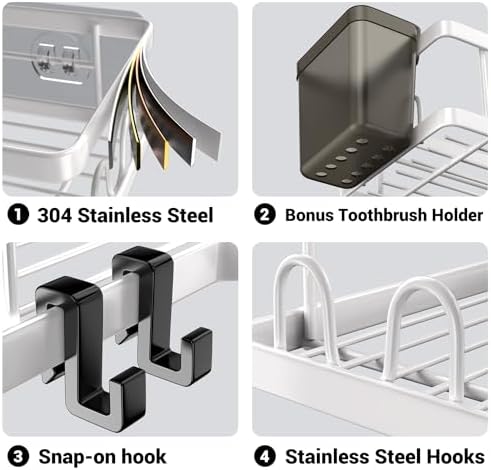 AKTECKE Shower Caddy Corner Organizer Shelf: 2Pack Adhesive Shower Essentials - Image 4