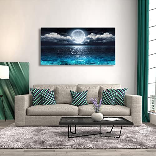 Wall Art Moon Sea Ocean Landscape Picture Canvas Wall Art Print Paintings - Image 2
