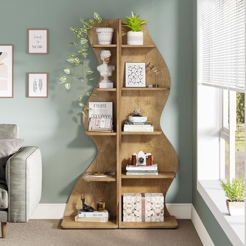 Tribesigns Corner Shelf, Modern 5-Tier Wall Corner Bookshelf, Stylish Corner - Image 6