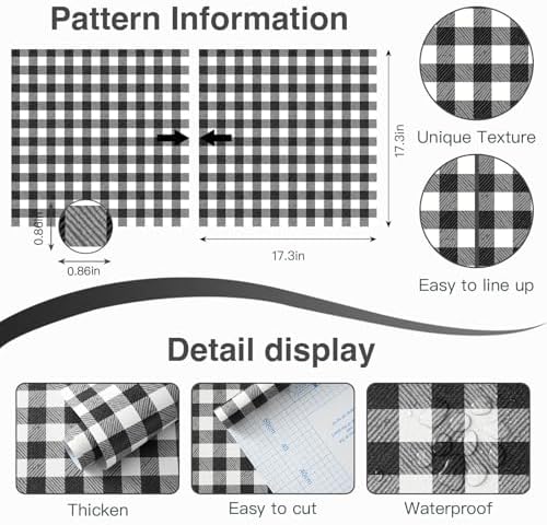 Checkered Wallpaper Black and White Wallpaper 17.3" × 78.7" Peel and Stick - Image 2