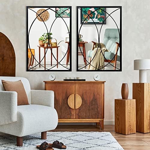 HQiJun Black Rectangle Mirror, Farmhouse Decorative Wall Mirror - Image 6