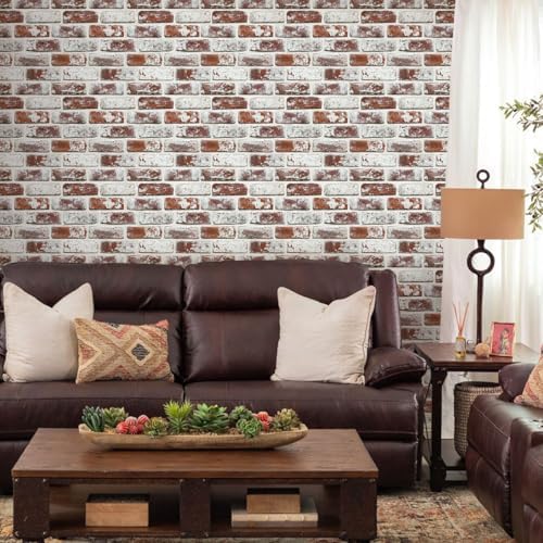 Commomy Faux Brick Panels Peel and Stick Wall Stickers 10 Pcs 11.8" x 11.8" - Image 2
