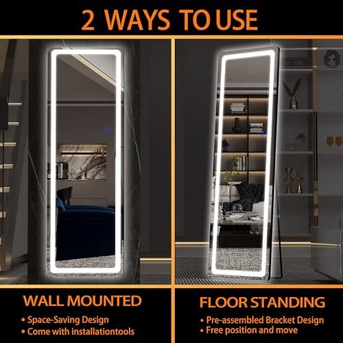 Hasipu Full Length Mirror with Lights, Full Body Dressing Standing, Hanging - Image 5