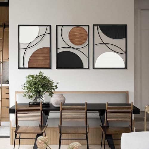 Oakrain 3 Pack Metal Wall Art, Abstract Minimalist Modern Wall Decor - Image 4