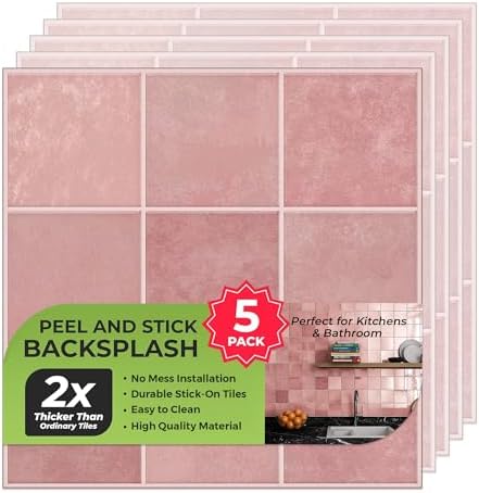 Select 5 Pack Peel and Stick Backsplash Square Tiles, 12x12 in by selectlighting