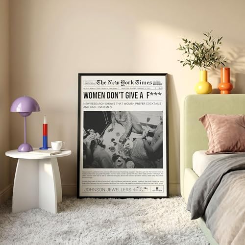 Vintage Black And White Wall Art 12x18in Black Framed Trendy Girly Newspaper - Image 2