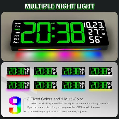 JoFomp 17.3" Large Digital Wall Clock, LED Digital Clock Large Display - Image 3
