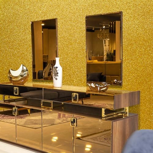 VEELIKE 15.7''x354'' Gold Glitter Peel and Stick Wallpaper Textured Sparkle - Image 4