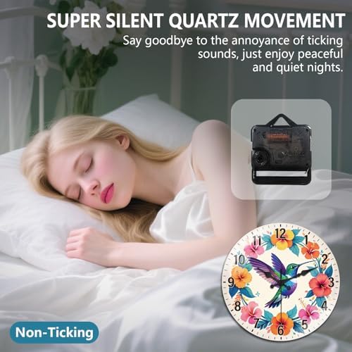 peacoblue Hummingbird Flowers Wall Clocks Battery Operated - Image 4