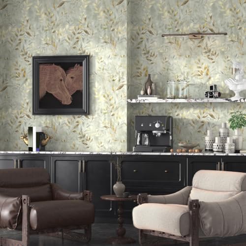Grey Peel and Stick Wallpaper Vintage Leaf Wallpaper 17.3"×78.8" - Image 7
