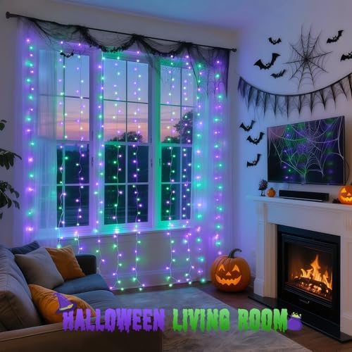 JMEXSUSS 300LED Purple & Green Curtain Lights - Image 4