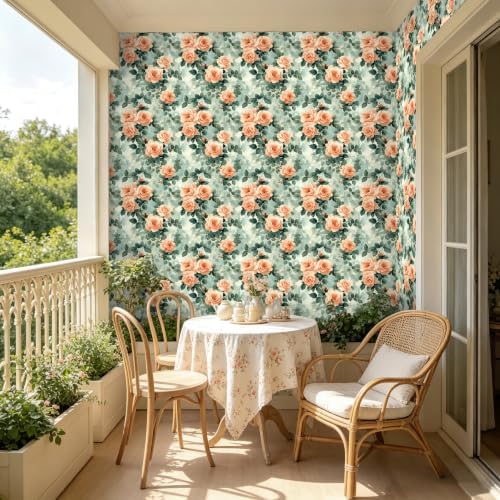 BOKEBEVE Green Leaf Wallpaper Stick and Peel Pink 17.5 x 118In - Image 7