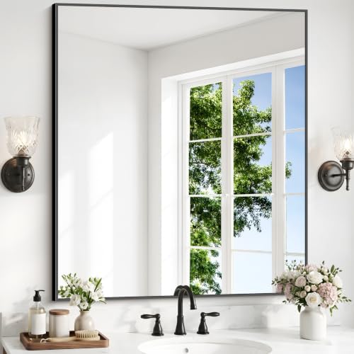 DESBING Black Bathroom Mirror for Wall, 36x40 Inch Rectangle Mirrors by DESBING