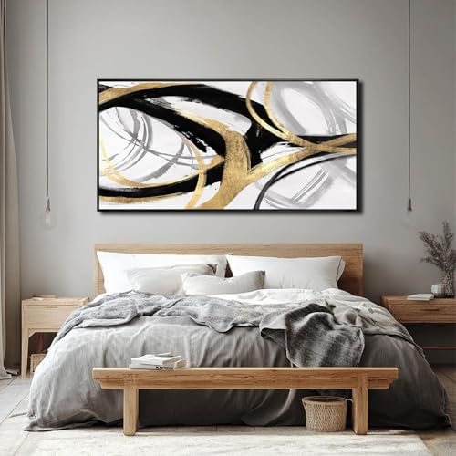 Abstract Wall Art Pictures for Living Room Gold Wall Decor Line Art for Bedroom - Image 3