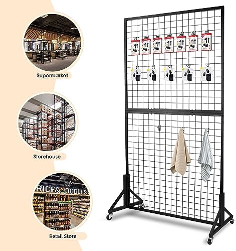 NectaCol 1 Pack 3'x 6' Two-Double Gridwall Panel Display Racks - Image 6