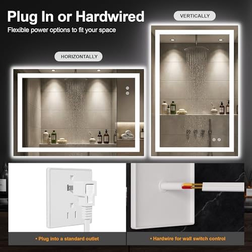 36x24 LED Bathroom Mirror with Lights, Lighted Vanity Mirror - Image 6
