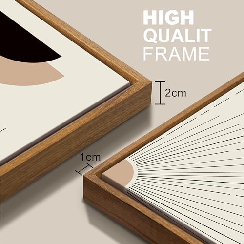 3 Pcs Boho Beige Geometric Lines Framed Canvas Minimalist Wall Art 16"x24" - Image 6