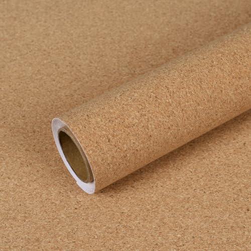 VEELIKE Natural Fined-Grain Cork Peel and Stick Wallpaper 15.7''x78.7'' Self by VEELIKE