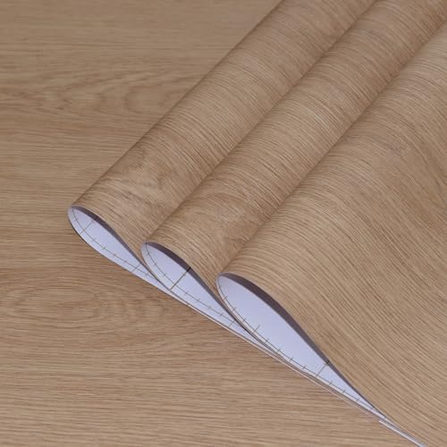 48x197inch Extra Wide Walnut Wood Wallpaper Peel Stick Light Brown Wood Grain by TOTIO