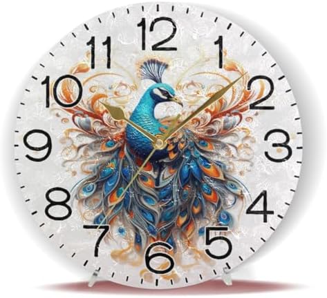 ALAZA Peacock with Beautiful Feather Wall Clock Battery Operated Non Ticking - Image 6