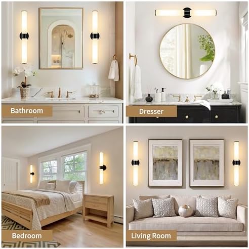 Black Battery Operated Wall Sconces Set of 2 - Image 5