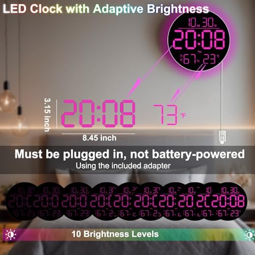 QINFIEY 10 Inch LED Wall Clock - Image 5