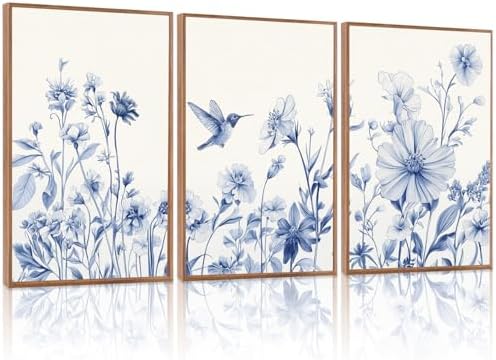 HLNIUC Chinoiserie Floral Wall art, Minimalist Botaincal Artwork, Neutral by HLNIUC