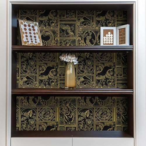 Erfoni Black and Gold Wallpaper Vintage Removable Peel and Stick Wallpaper - Image 2