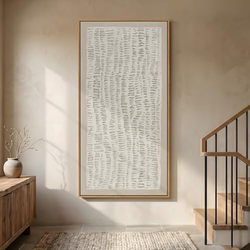 Large Framed Neutral Beige Minimalist Abstract Wall Art, Vertical 30x60 In - Image 2
