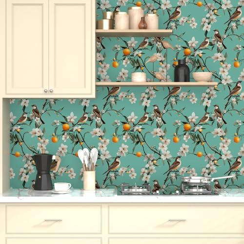 Laatse Vintage Floral Bird Wallpaper Peel and Stick 17.5" × 118" - Image 2