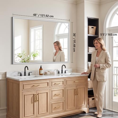 FORBATH Bathroom Mirror for Over Sink, 36x48 Inch Silver Wall Mirror - Image 2