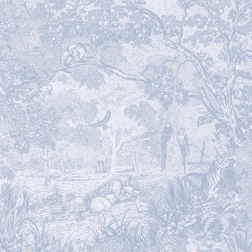 Dimoon 17.3" X 78.7" Peel and Stick Wallpaper Blue White Modern Forest Floral by DIYYOURMOON